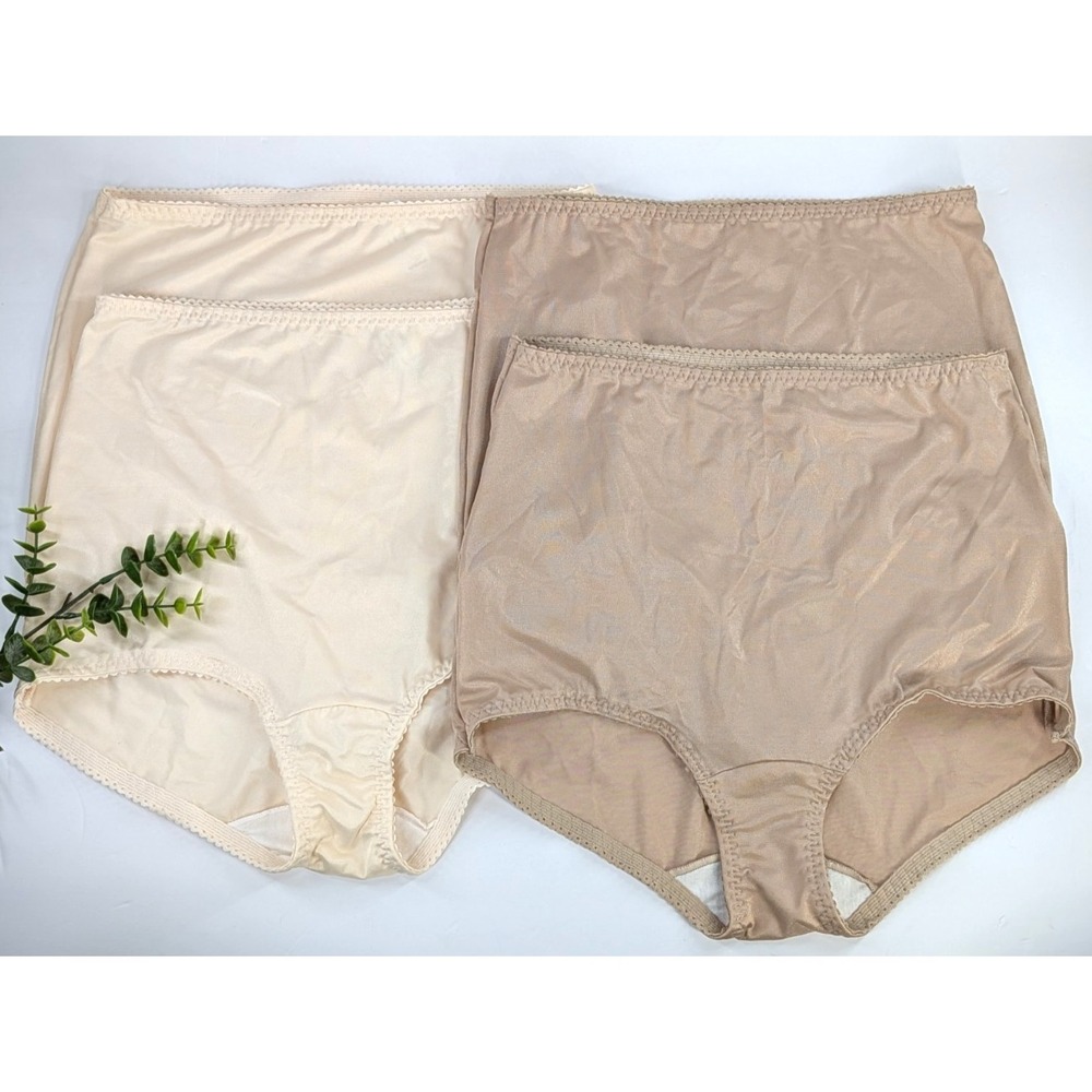 NWOT LOT 4😍Vntg Bali 8500 Cotton Nylon 2XL/9 Brief Panties 2 Mushroom Gussets